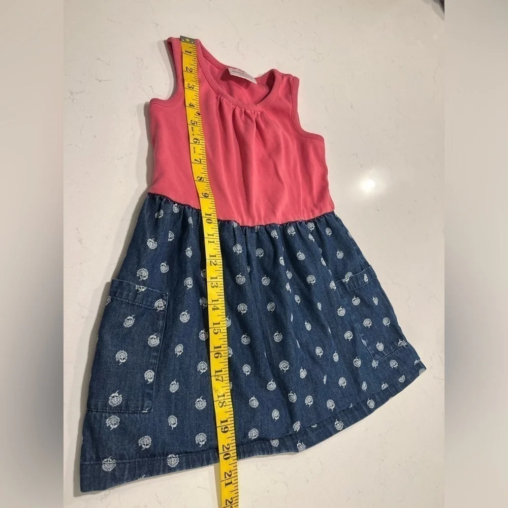Hanna Anderson Pink and Chambray Floral Dress size 3-5 years